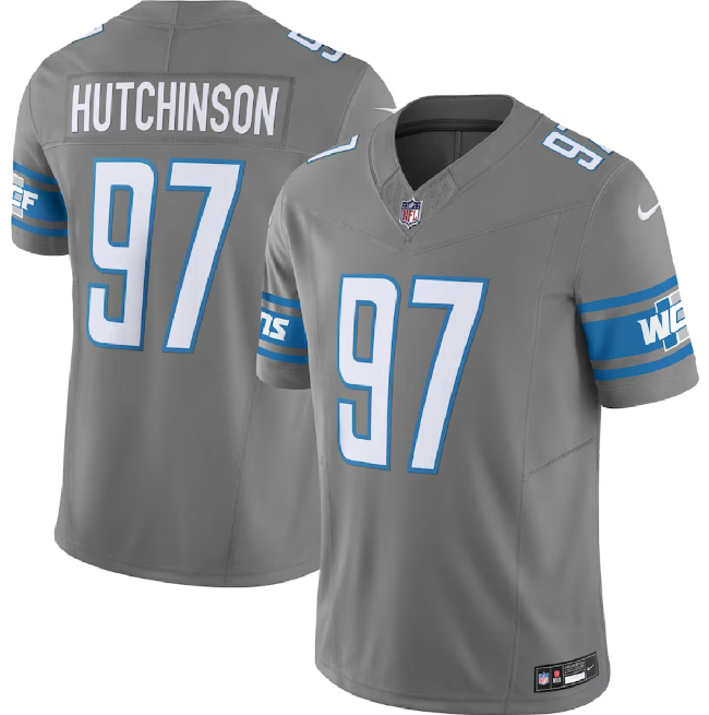 Men's Detroit Lions #97 Aidan Hutchinson Grey 2023 F.U.S.E. Vapor Untouchable Limited Football Stitched Jersey